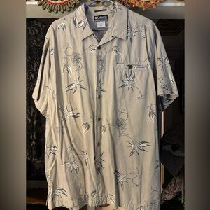 SALE!❄️ Columbia Men's Floral Short Sleeve Silk & Cotton Button-down Shirt